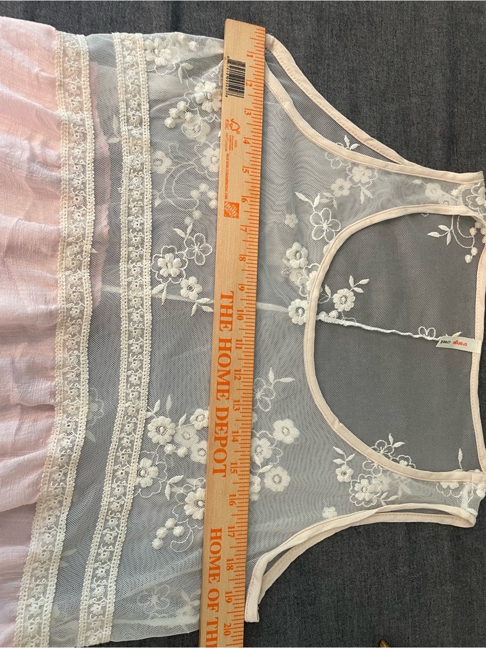 Orange Creek Pink and Cream Sheer Lace Paneled Sleeveless Blouse Top L - Picture 5 of 9